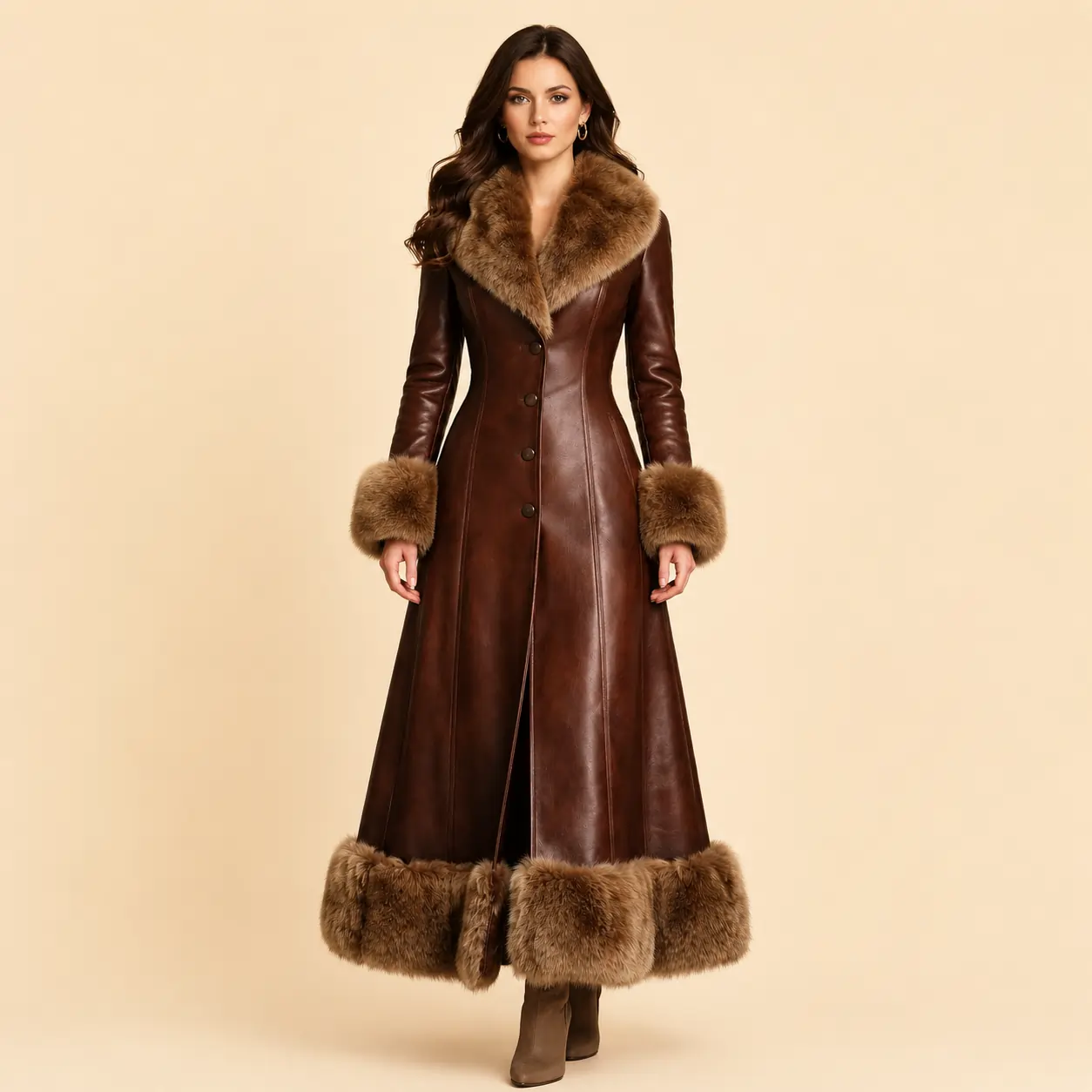 Handmade shearling leather coat
